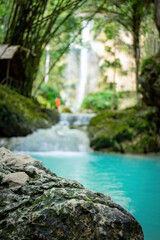 Fototapeta premium Serene Tropical Waterfall Oasis - Tranquil Nature Escape