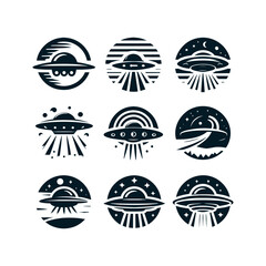 set of ufo logo vector	 - obrazy, fototapety, plakaty