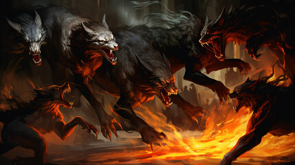 One demon wolf fight with other wolf demon