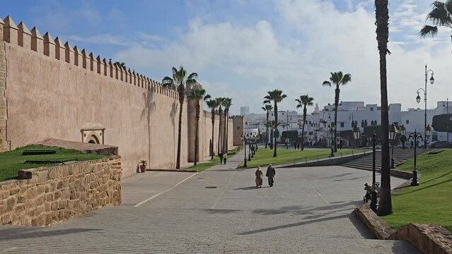 Rabat, Morocco - January 10, 2024 - The Kasbah of the Udayas, Kasbah of the Oudaias or of the Oudayas, is a kasbah in Rabat, Morocco. It is located on a hill at the mouth of the Bou Regreg