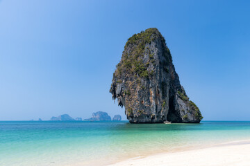 Beautiful beach at Railay Beach, a destination of tourist in Krabi province, southern of Thailand