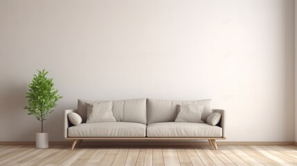 Modern Minimalist Living Room Interior with Comfortable Sofa