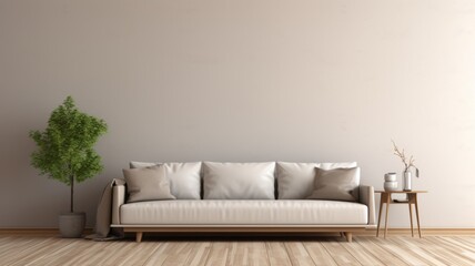 Modern Minimalist Living Room Interior with Comfortable Sofa