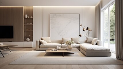 Luxury Home Interiors with Stylish Sofas and Mockup Picture Frames , mock up poster frame ,Wall art mockup.