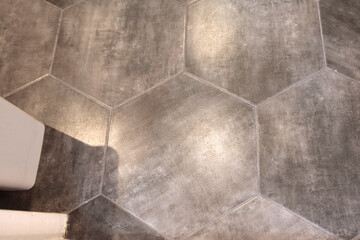 Gray black hexagon floor pattern as design background