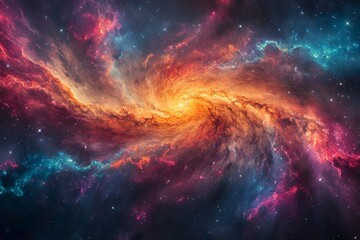 Obraz premium Colorful space galaxy cloud nebula. Stary night cosmos. Universe science astronomy. Supernova background wallpaper, Vibrant Cosmic Nebula and Starry Galaxy: Celestial Night Sky, Universe Wonders in As