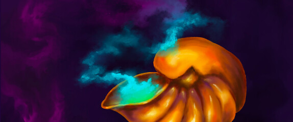 바다에 가라앉는 조개 팬던트 