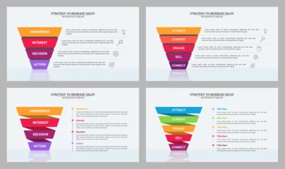 Fotobehang Set of Sales Funnel Infographic With 4 and 5 Steps and Editable Text for Business Plans, Business Reports, and Website Design. © Hazim Alfian