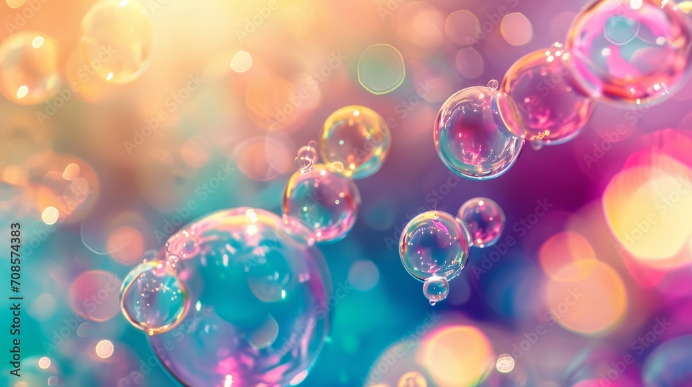 Poster group of floating bubbles in the air