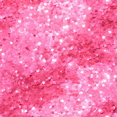Pink seamless glitter texture, round sparkles. Tiled glisten rose background for party, wrapping...