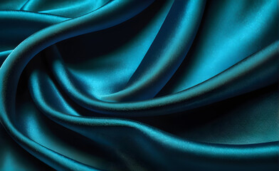 Obraz premium Abstract background luxury cloth or liquid wave or wavy folds of grunge blue silk texture satin velvet material or luxurious background or elegant wallpaper design. Generative AI