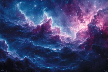 Colorful space galaxy cloud nebula. Stary night cosmos. Universe science astronomy. Supernova background wallpaper, Vibrant Cosmic Nebula and Starry Galaxy: Celestial Night Sky, Universe Wonders in As