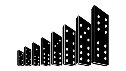 domino effect, black isolated silhouette
