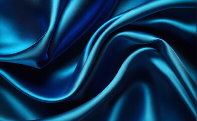 Abstract background luxury cloth or liquid wave or wavy folds of grunge blue silk texture satin velvet material or luxurious background or elegant wallpaper design. Generative AI