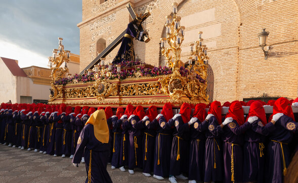 The Spanish Holy Week procession in Almenueca, Granada, Spain