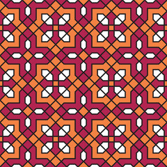 Seamless geometric pattern in arabic style Zellij in color