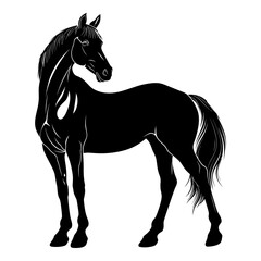 Silhouette horse full body black color only