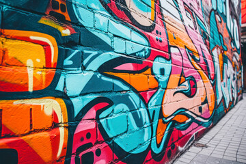 Naklejka premium Urban street art template, a dynamic and graffiti-inspired design capturing the energy of urban street art.