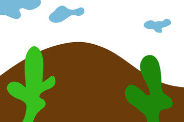 Obraz premium a cartoon illustration of a desert landscape with two cactus plants