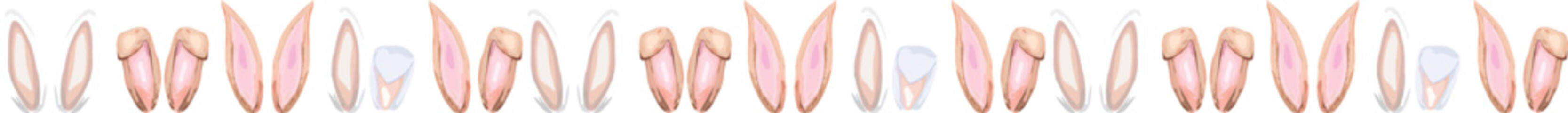 Fototapeta premium Easter line border illustration on transparent background.