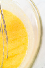 Lemon blueberry bundt cake with powdered sugar dusting