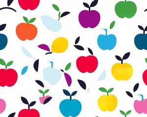 Fototapeta na wymiar Seamless Print of Apples on a White Background