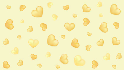 Golden hearts background. Happy Valentines Day.