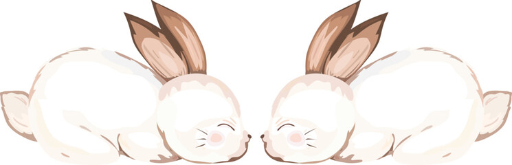 Cute cartoon bunny illustration on transparent background.
