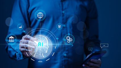 Artificial intelligence powers a chatbot, responding to commands and prompts with helpful support, fostering interactive and efficient communication through messaging with a virtual robotic assistant