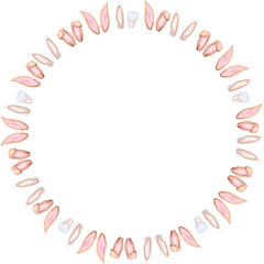 Easter wreath frame illustration on transparent background.