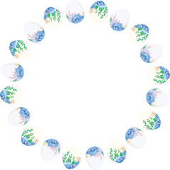 Easter wreath frame illustration on transparent background.
