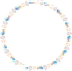 Easter wreath frame illustration on transparent background.