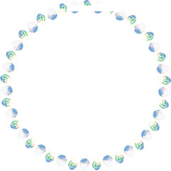 Easter wreath frame illustration on transparent background.