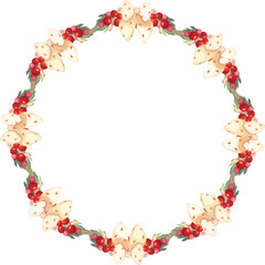 Easter wreath frame illustration on transparent background.