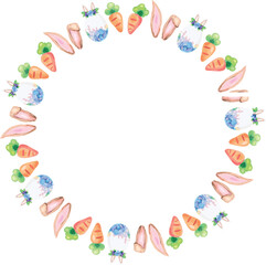 Fototapeta na wymiar Easter wreath frame illustration on transparent background.