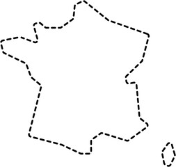 dash line drawing of france map.