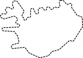dash line drawing of iceland map. - obrazy, fototapety, plakaty