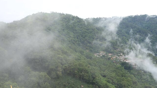 Fog over the mountain in cloudy day,beautiful landscape in Thailand.	