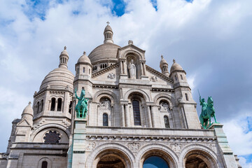 Fototapeta na wymiar front exterior view of sacred heart of jesus basilica in paris france at montmartre