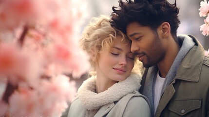 A couple is walking on the street. Concept of healthy relationship.