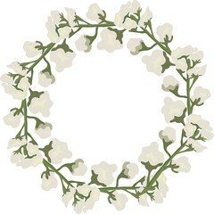 Fototapeta premium Beautiful flower wreath illustration on transparent background. 