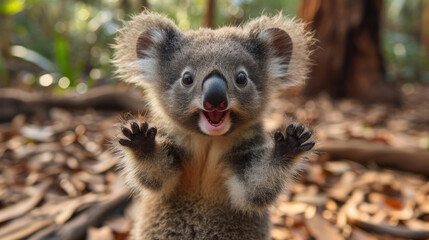 Juvenile Koala Joyful Pose