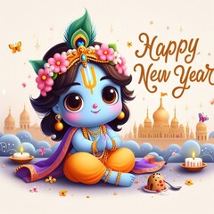Naklejka premium Lord Krishna - Happy New Year