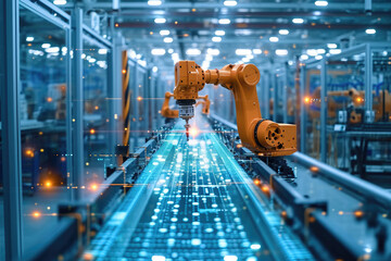 The future of working with robots, a controller operated with a robotic arm and pad

