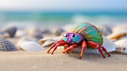 Fototapeta na wymiar Colorful hermit crab on the beach