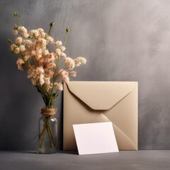 envelope with flowers and paper