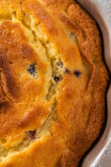 Lemon blueberry bundt cake with powdered sugar dusting