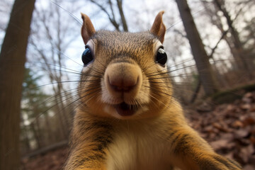 a squirrel takes a selfie