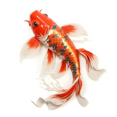 Ornate Koi Fish Illustration On White