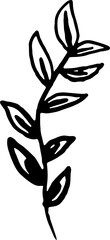 Hand drawn leaves illustration, Transparent background	